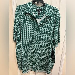 Shaquille O’Neil Green and White Geometric Polo